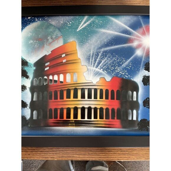 2015 Framed Signed Original Disco Graffiti Pop Mixed Media Art - Roman Colosseum - Picture 10 of 12